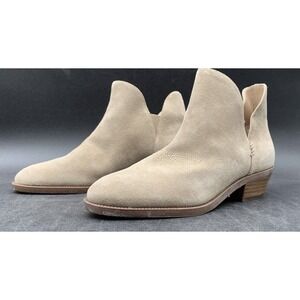 Lauren Ralph Lauren Beige Suede Western Ankle Boots Women's 7B Low Heel